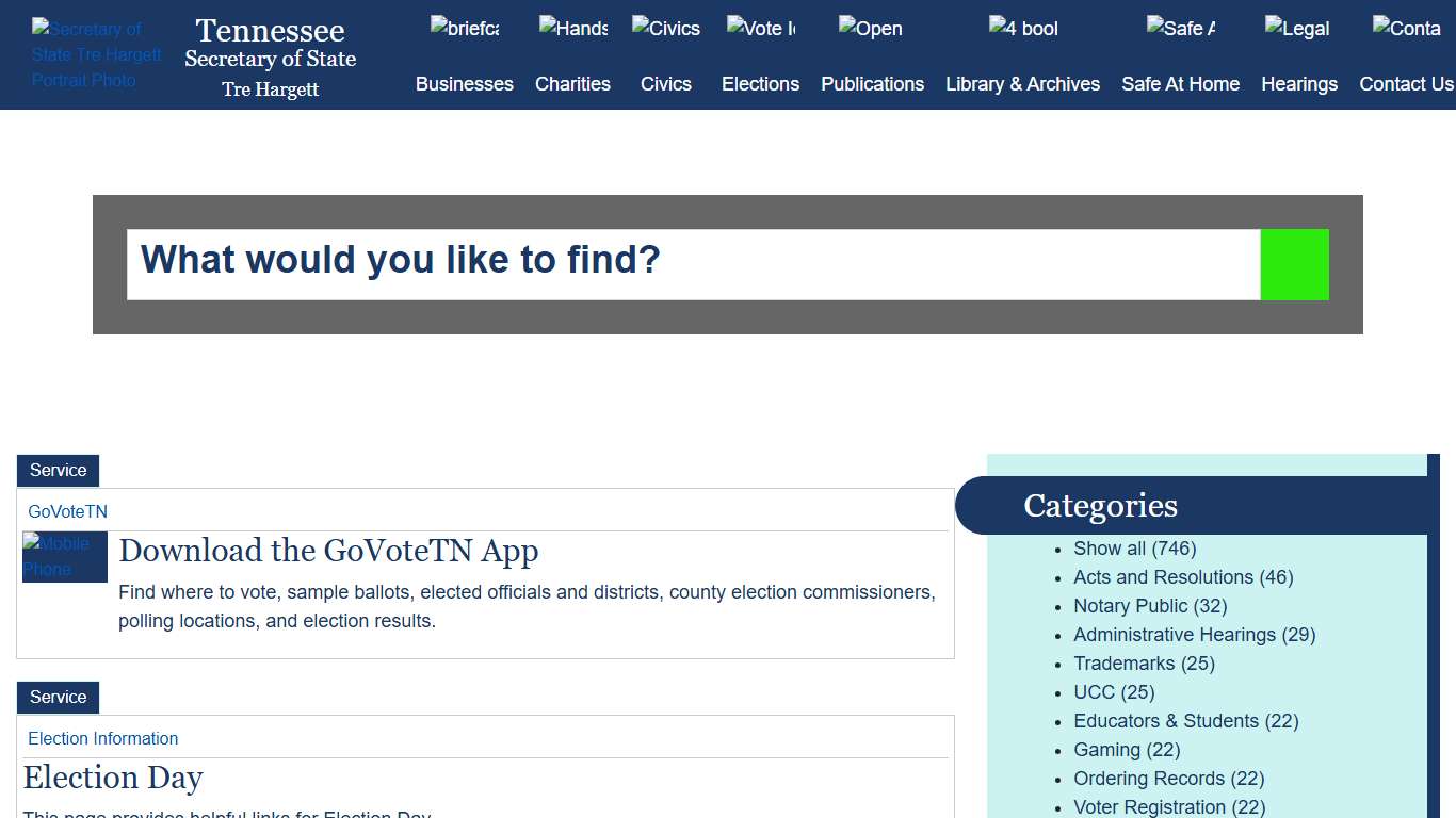 Search Tennessee Secretary of State